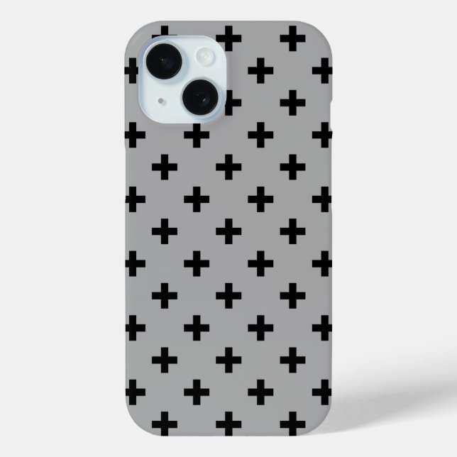 Coques Case-Mate iPhone Croix noires à pois sur gris (Verso)