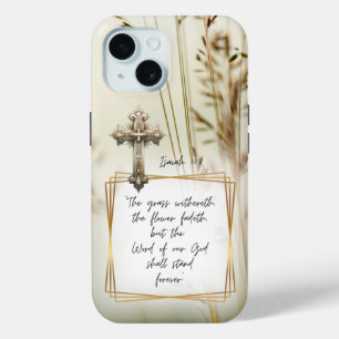 Coque Case-Mate iPhone Croix ornée de champ d'herbe chrétienne inspirante