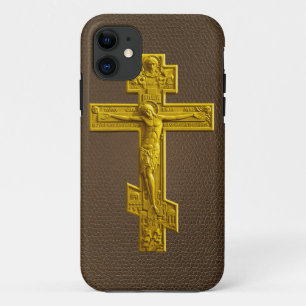 Coque iPhone 11 Croix orthodoxe russe d'or