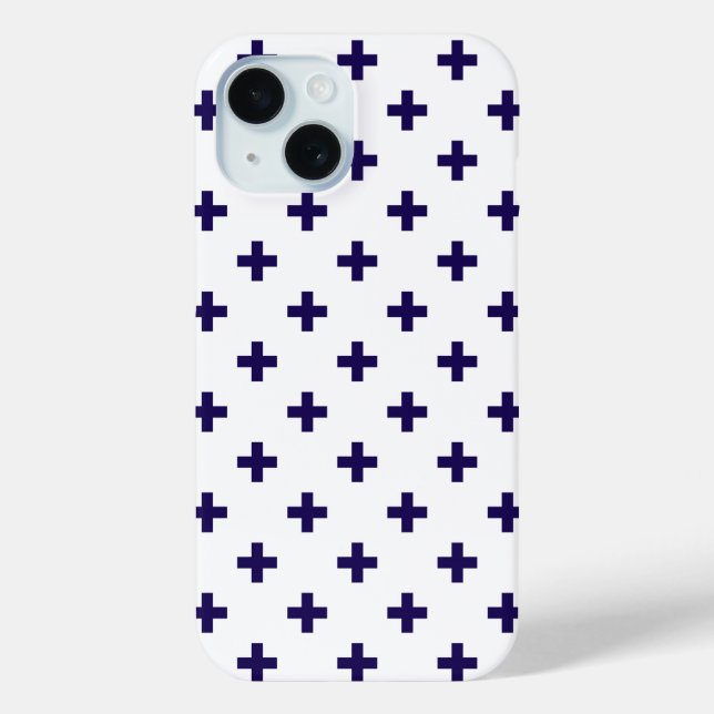 Coques Case-Mate iPhone Croix pois bleu marine sur fond blanc (Verso)