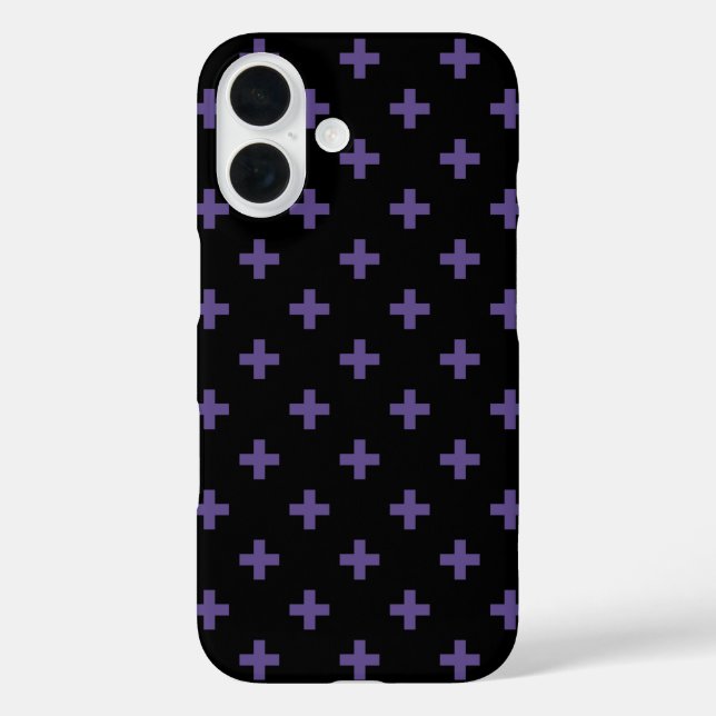 Coques Case-Mate iPhone Croix polka ultra violet sur fond noir (Verso)