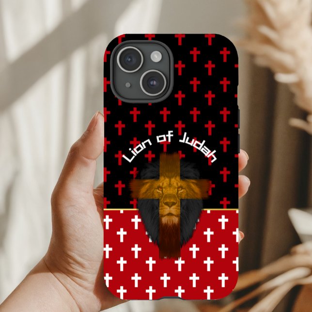 Coques Case-Mate iPhone Croix rouges noires et blanches modernes Lion de J (Créateur téléchargé)