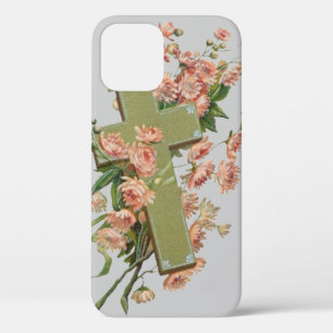 Etui iPhone Case-Mate Croix verte avec fleurs roses
