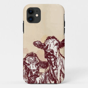 Coque Case-Mate Pour iPhone Croquis d'aspiration de main de deux vaches et cru