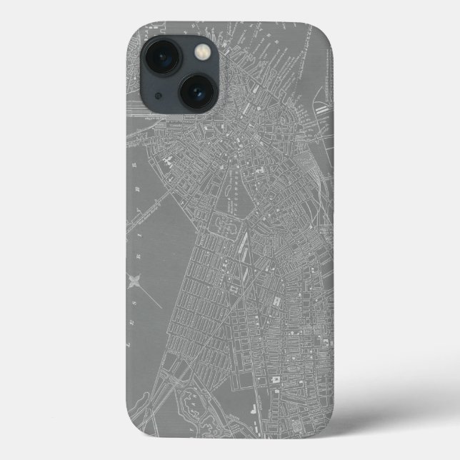 Coques Case-Mate iPhone Croquis de carte de ville de Boston (Verso)