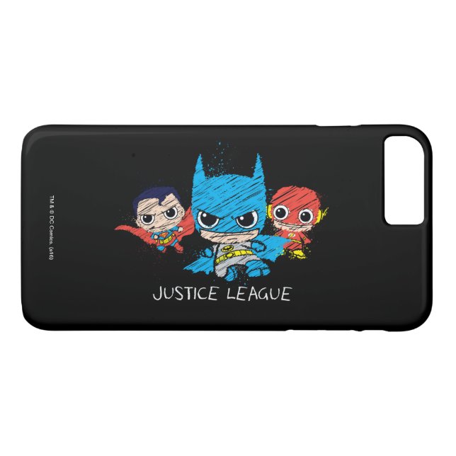 Coques Case-Mate iPhone Croquis de la Mini Justice League (Dos (Horizontal))