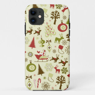 Coque Case-Mate Pour iPhone Croquis de Noël rétro Motif sans coutures