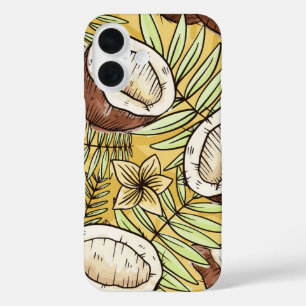 Coque Pour iPhone 16 Croquis de noix de coco tropicale Vibes d'été