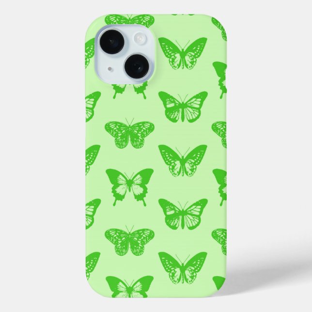 Coques Case-Mate iPhone Croquis de papillon, vert citron (Verso)