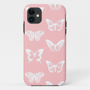 Coque Case-Mate iPhone Croquis papillon, rose coquille et blanc