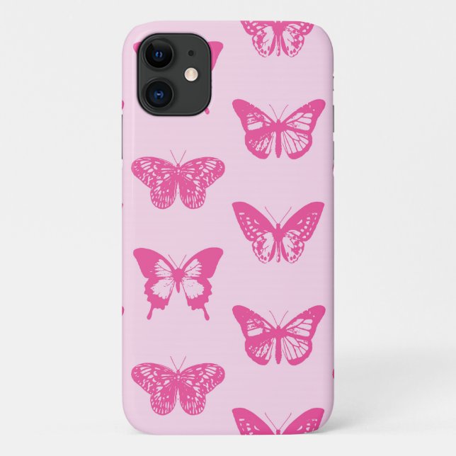 Coques Case-Mate iPhone Croquis papillon, rose pâle et fuchsia (Dos)