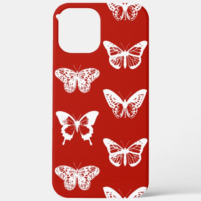 Coques Case-Mate iPhone Croquis papillon, rouge et blanc foncé (Verso)