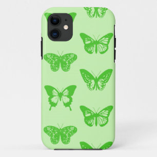Coque iPhone 11 Croquis papillon, vert citron