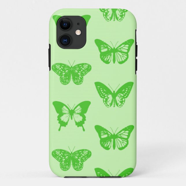 Coques Case-Mate iPhone Croquis papillon, vert citron (Dos)