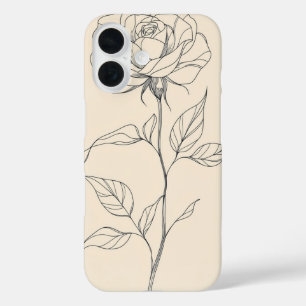 Coque Pour iPhone 16 Croquis Rose vintage
