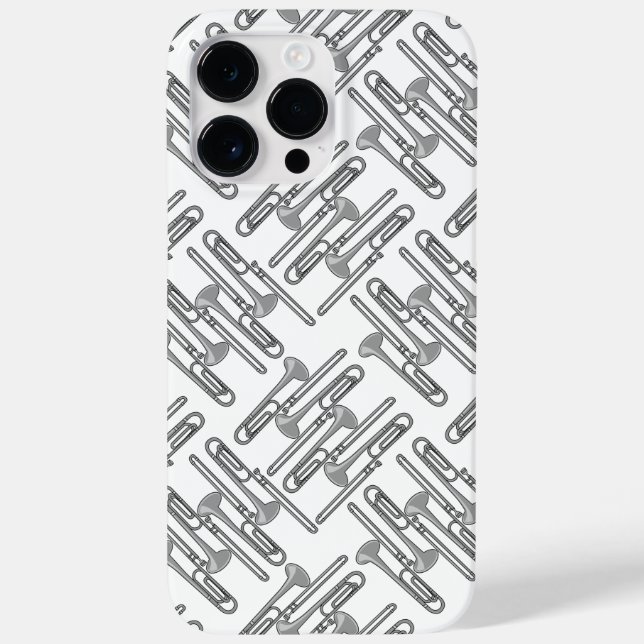 Coques Case-Mate iPhone Crosshatch gris Trombone Motif blanc (Verso)