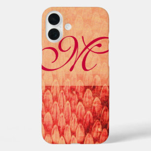 Coque Pour iPhone 16 Plus CROTALUS MONOGRAM rouge rose fuchsia