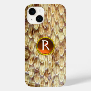 Coque Case-Mate iPhone CROTALUS Peau de serpent imprimé Orange Gem Monogr