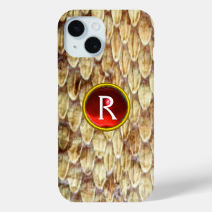 Coque Case-Mate iPhone CROTALUS Peau de serpent rouge Gem Monogramme