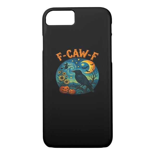 Coques Case-Mate iPhone Crow Raven F-Caw-F Funny Halloween Gothic Checkere (Dos)