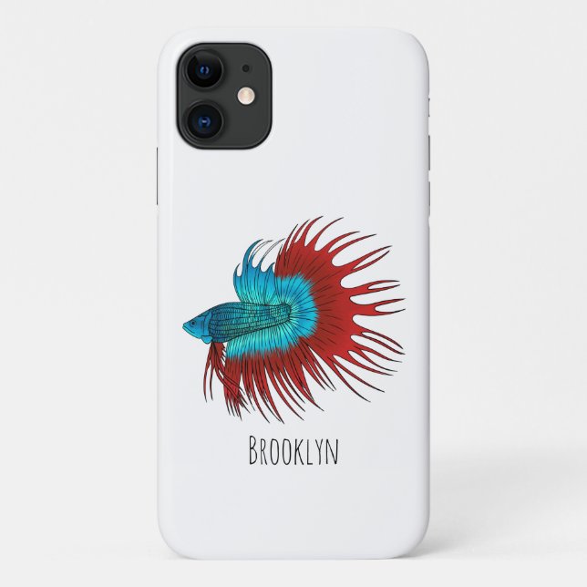 Coques Case-Mate iPhone Crowntail betta fish dessin animé (Dos)