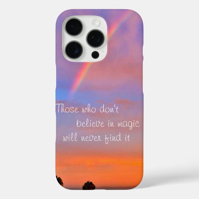 Coques Case-Mate iPhone Croyez en la citation magique Script Rainbow Sunse (Verso)