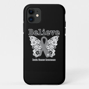 Coques Pour iPhone Croyez - le papillon de cancer du cerveau