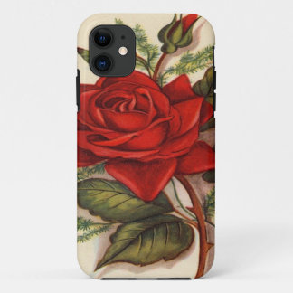 Coque iPhone 11 Cru, cas de l'iPhone 5 de rose rouge à peine là