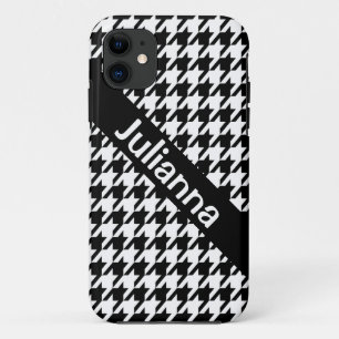 Coques Pour iPhone Cru de noir de pied-de-poule de StellaRoot