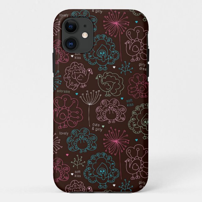 Coques Case-Mate iPhone cru de papier peint de l'Inde de fleur de paon (Dos)