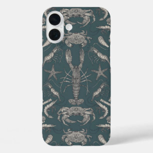 Coque Pour iPhone 16 Plus crustacés de corne damassé apatite foncé
