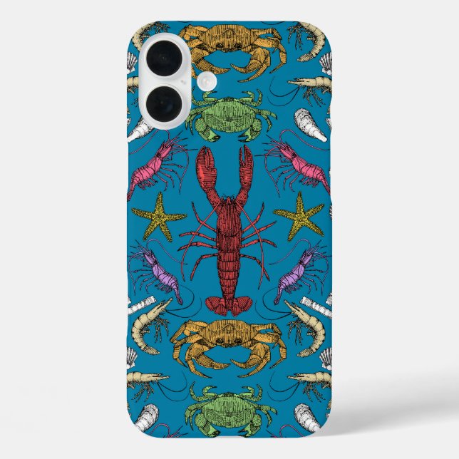 Coques Case-Mate iPhone crustacés de cornwall damas pop bleu (Verso)