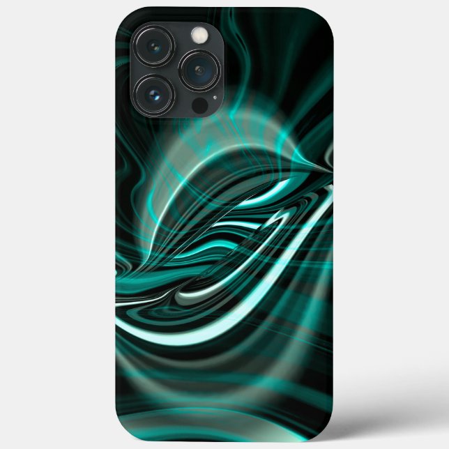 Coques Case-Mate iPhone Crystalline sur les courbes cyanes vert foncé et o (Verso)