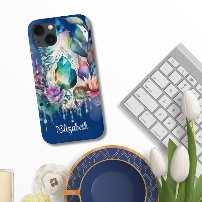 Coques Case-Mate iPhone Crystals de Boho Dreamcatcher Navy (Créateur téléchargé)