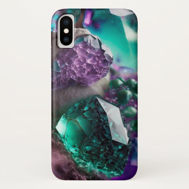 Coques Case-Mate iPhone Crystals gemmes améthyste émeraude (Dos)
