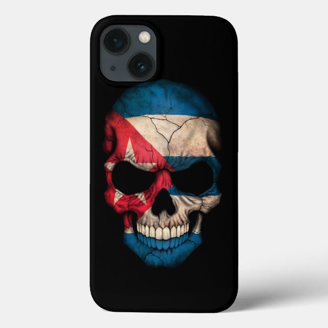 Coques Case-Mate iPhone Cuban Flag Skull on Black (Verso)