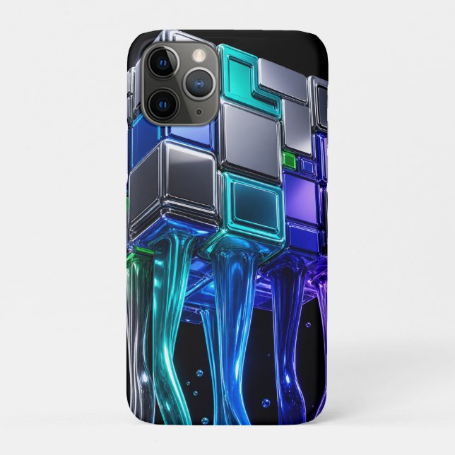 Coques Case-Mate iPhone Cube de puzzle chrome futuriste  (Dos)