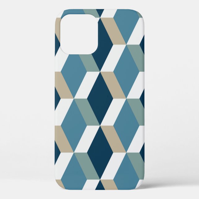 Coques Case-Mate iPhone Cubes bleus : Motif géométrique sans couture (Verso)