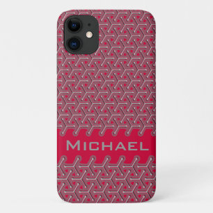 Coque iPhone 11 Cubic votre nom polymère rouge motif