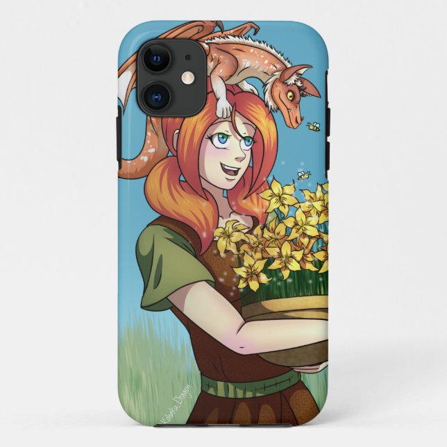 Coques Case-Mate iPhone Cueillir des fleurs avec un dragon (Dos)