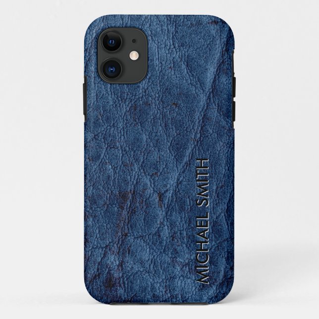 Coques Case-Mate iPhone Cuir bleu (Dos)
