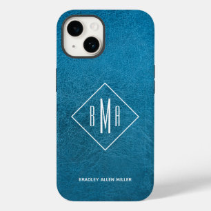 Coque Case-Mate iPhone Cuir bleu monogramme