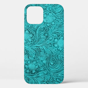 Case-Mate iPhone Case Cuir bleu-vert en daim Retro Design Floral