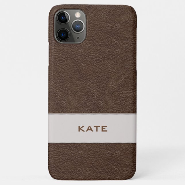 Coques Case-Mate iPhone Cuir Brown Faux personnalisé (Dos)