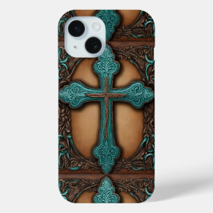 Coque Case-Mate iPhone cuir brun rustique croix de l'ouest