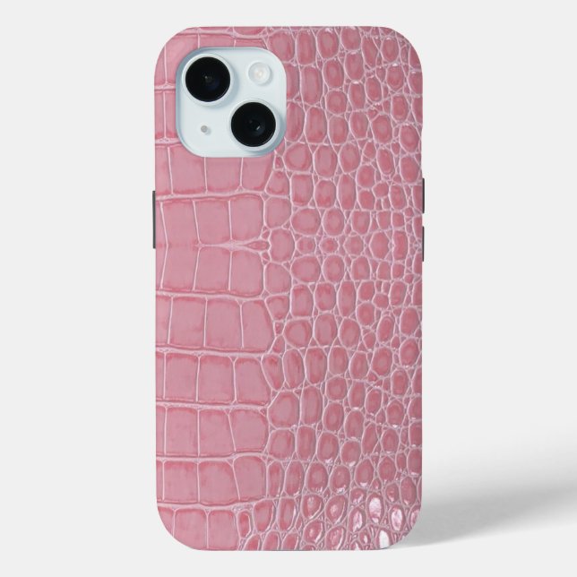Coques Case-Mate iPhone Cuir de crocodile rose esthétique (Verso)