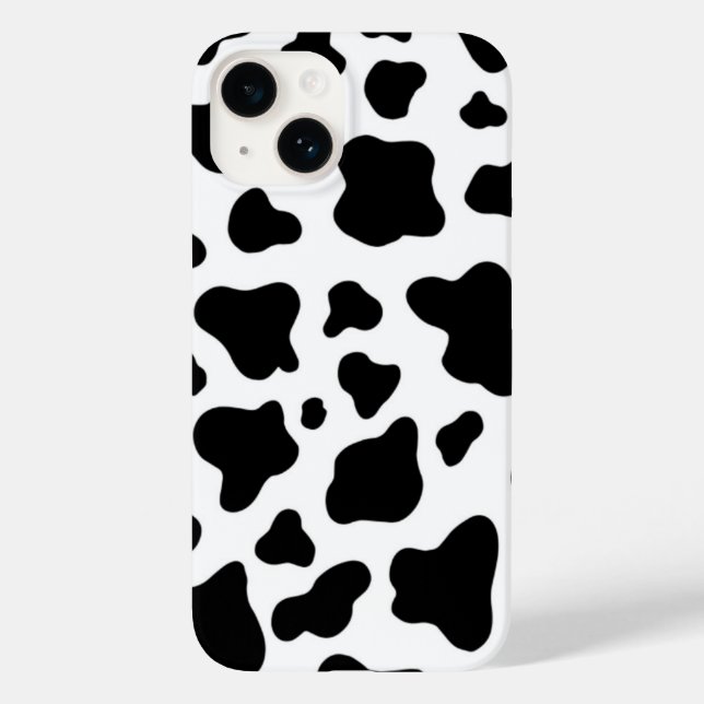 Coques Case-Mate iPhone Cuir de vache faux noir et blanc chic (Verso)