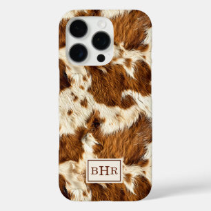 Coque iPhone 16 Pro Cuir de vache marron tacheté monogrammé