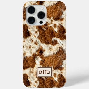 Coque Case-Mate iPhone Cuir de vache marron tacheté monogrammé