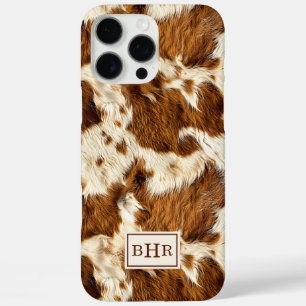 Coque iPhone 16 Pro Max Cuir de vache marron tacheté monogrammé